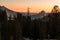 Sunset view of the Half Dome from the Olmsted Viewpoint in Yosemite