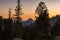 Sunset view of the Half Dome from the Olmsted Viewpoint in Yosemite