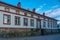 Sunset view of a historical street in Stromstad, Sweden