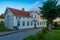 Sunset view of a historical street in Stromstad, Sweden