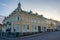 Sunset view of a historical street in Stromstad, Sweden