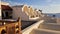 Sunset view on hotel building terrace and seaside in Naama Bay