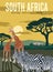 Sunset view in kruger national park South Africa travel poster