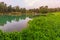 Sunset view of the lake, in Yarkon Tel-Afek National Park