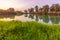 Sunset view of the lake, in Yarkon Tel-Afek National Park