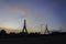 Sunset view of the Leonard P. Zakim Bunker Hill Bridge