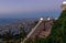 Sunset view of from the Louis Promenade on Mount Carmel to the upper terrace of the Bahai Temple, on the downtown and on the port