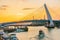 Sunset view of Lover`s bridge in Tamsui