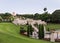 Sunset view from the lower entrance to the Bahai garden in Haifa city in Israel