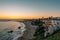 Sunset view of the Main Beach from Inspiration Point, in Corona del Mar, Newport Beach, California