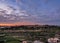 Sunset view of the Maltese countryside from Mdina walls, Malta, Europe