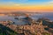 Sunset view of mountain Sugar Loaf and Botafogo in Rio de Janeiro