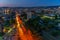 Sunset view of the National library of Kosovo and unfinished serbian orthodox church of Christ the Saviour in Prishtina, Kosovo