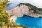 Sunset view of Navagio Shipwreck beach, Zakynthos, Greece