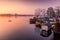 A sunset view of Nigeen Lake in winter season, Srinagar, Kashmir, India