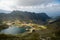 Sunset view over balea lake and surroundings and transfagarasan road romania