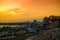 Sunset view over cityscape of Cartagena from fortress San Felipe - Colombia