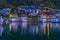 Sunset view over marina in Picton, New Zealand