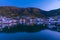 Sunset view over marina in Picton, New Zealand