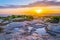 Sunset view over Ta Cenc cliffs on Gozo, Malta