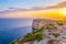 Sunset view over Ta Cenc cliffs on Gozo, Malta