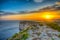 Sunset view over Ta Cenc cliffs on Gozo, Malta