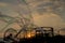 Sunset View Of A Pier On The California Coast With Liquid Bubbles In The Foreground