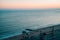 Sunset view from The Point at the Bluffs, in Pacific Palisades, Los Angeles, California