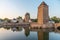 Sunset view of Ponts Couverts at Strasbourg in France