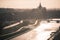 Sunset view of the River Pregolya Pregel and Koenigsberg Cathedral