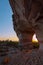 Sunset view through the rock. Arenite hole, in Jalapao, Brazil. Pedra furada.