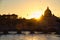 Sunset view of Rome and Vatican City with Birds