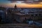 A sunset view of the rooftops of Seville taken from the Metropol Parasol, looking out towards the main catherdral.