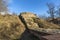 Sunset view of Ruins of fortifications of ancient Roman city of Diocletianopolis, Hisarya, Plovdiv Region, Bulgaria