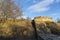 Sunset view of Ruins of fortifications of ancient Roman city of Diocletianopolis, Hisarya, Plovdiv Region, Bulgaria