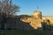 Sunset view of Ruins of fortress in Kavala, Greece