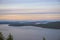 Sunset view of the Saanich inlet and gulf islands in Vancouver Island