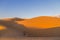 Sunset view of Sand dunes in XiangshaWan, or Singing sand Bay, in hobq or kubuqi desert, Inner Mongolia, China