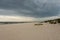 Sunset view of Sandhammaren beach with dramatic sky on a summer evening