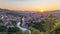 Sunset view of Sarajevo from most popular panoramic spot in Sarajevo timelapse.