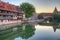 Sunset view of Schlayerturm in German town Nurnberg