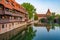 Sunset view of Schlayerturm in German town Nurnberg