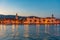 Sunset view of seaside of Croatian town Trogir