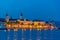 Sunset view of seaside of Croatian town Trogir