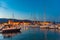 Sunset view of seaside of Croatian town Trogir