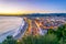 Sunset view of seaside of Nice, France