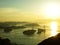 Sunset view of the Shimanami Kaido from Kirosan Observatory Park, Seto Inland Sea, JAPAN. Also can see the Kurushima-Kaikyo Bridge