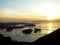 Sunset view of the Shimanami Kaido from Kirosan Observatory Park, Seto Inland Sea, JAPAN. Also can see the Kurushima-Kaikyo Bridge