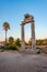 Sunset view of shrine of Aphrodite at ancient agora at Greek isl