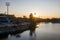 Sunset view of a soccer stadium at Vina del Mar, Chile